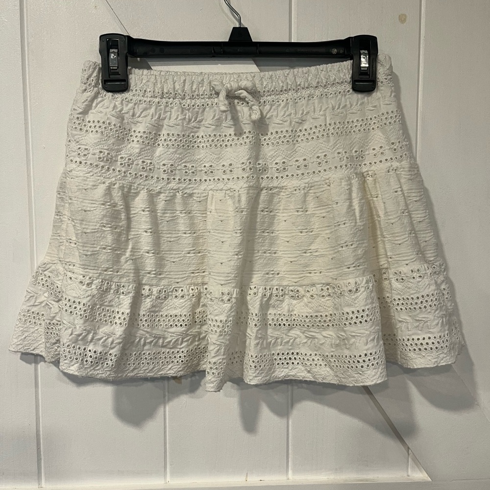 Zara white Bubble Mini Skirt with Smocked Tiered Design